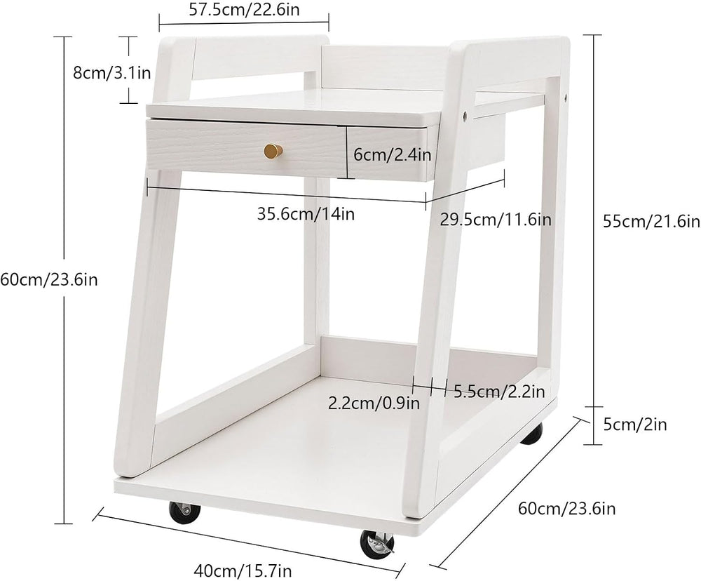 Wood End Table with Drawer, 2 Tiers Side Table with Open Storage Mobile Couch...