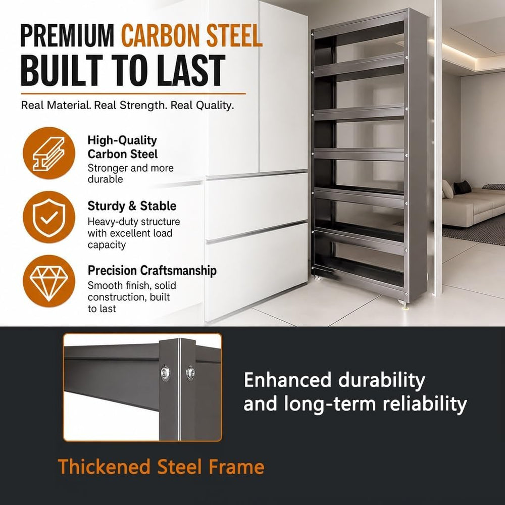 Kitchen Storage Cabinet, Slender Utility Fridge Gap Space Saving Pantry Organ...