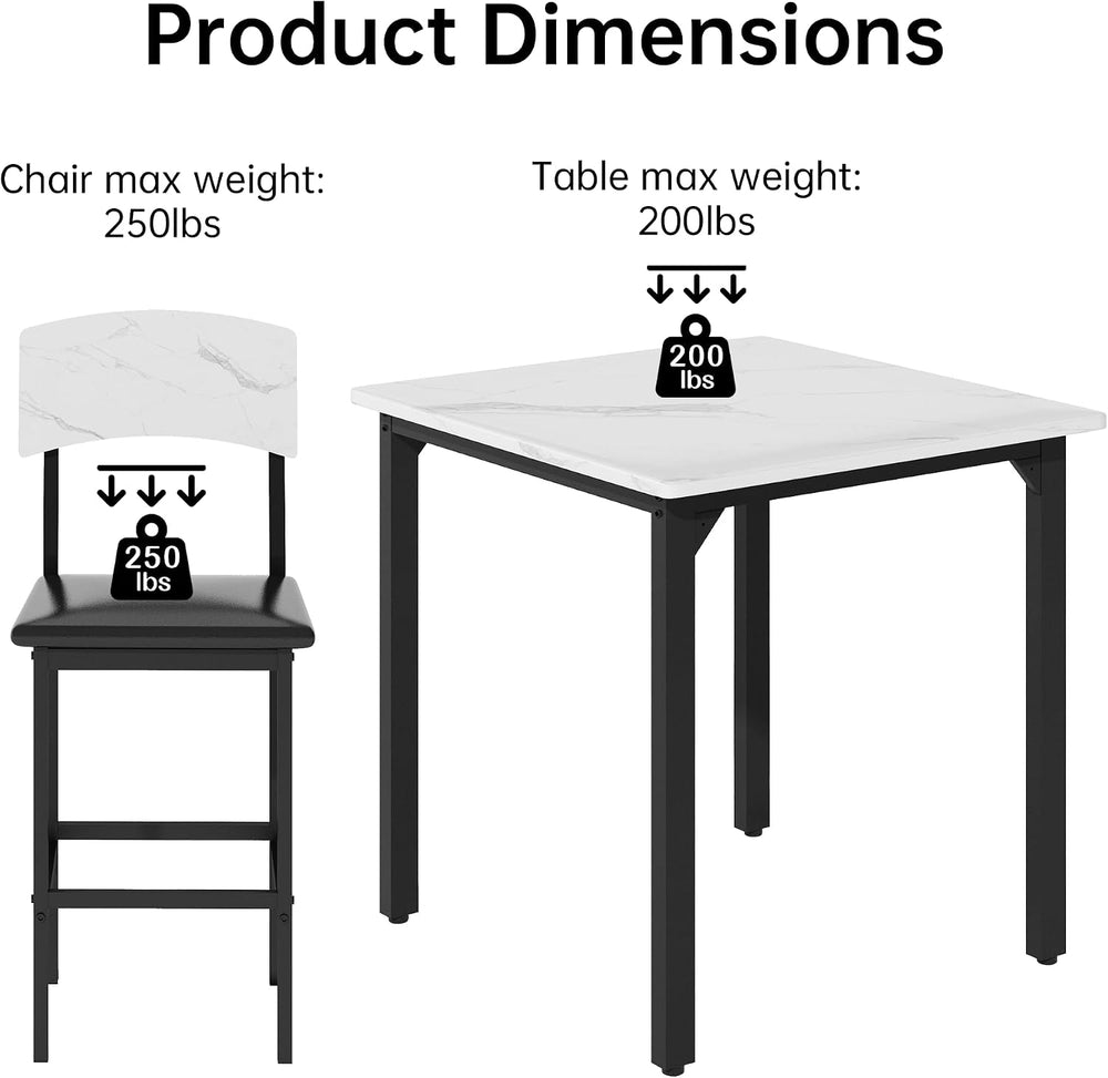 AWQM 5-Piece Dining Table Set, Kitchen Table Set for 4 (White) | Counter Heig...