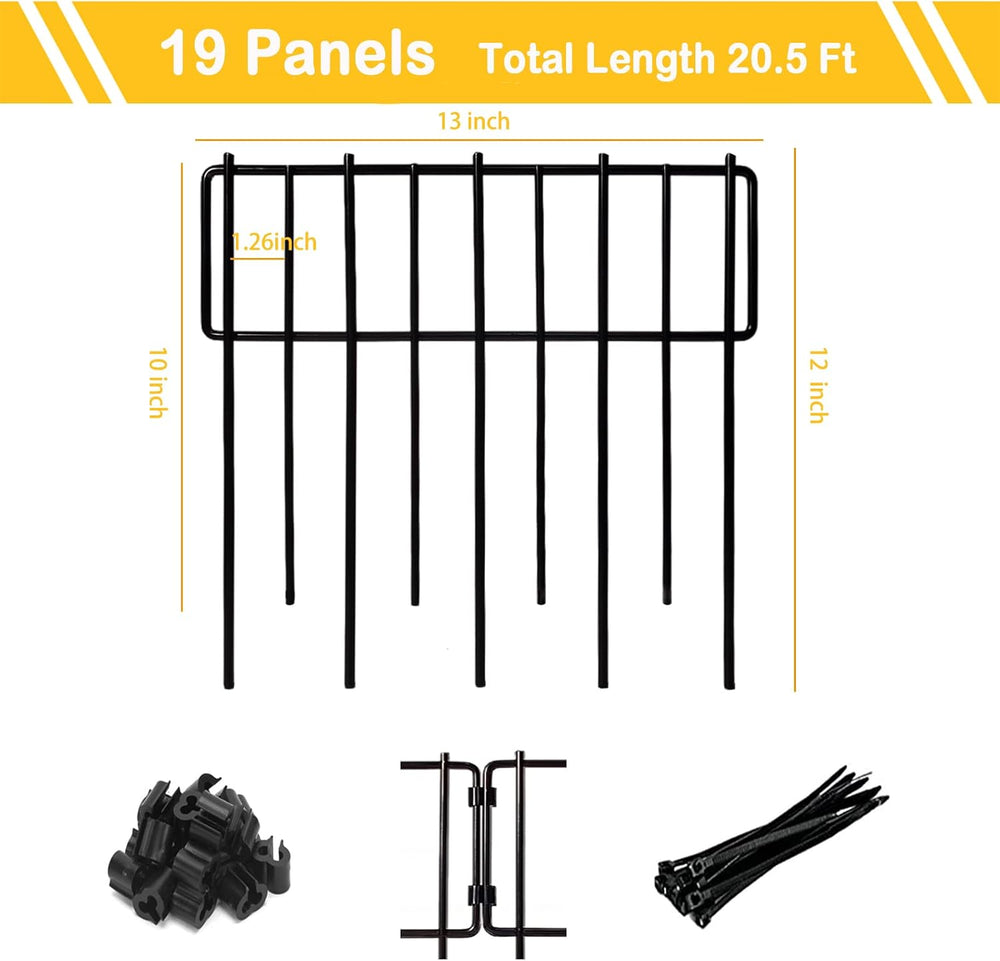 Animal Barrier Fence, 19 Pcs 12In(H) x 20.5Ft(L) Upgrade 1.26 in Gap Decorati...