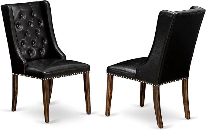 East West Furniture V797FO749-9 9 Piece Dining Room Set Includes a Rectangle Kitchen Table with V-Legs and 8 Black Faux Leather Upholstered Parson Chairs, 40x72 Inch, Multi-Color