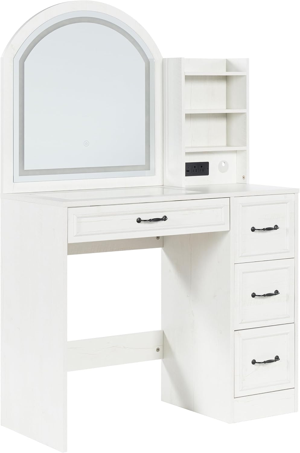 Makeup Vanity Desk with Mirror and Lights 3 Colors, Modern Dressing Table wit...