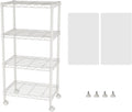 SINGAYE 4 Small Shelves Storage Shelf Wire Shelving Unit Metal Shelf Adjustable Organizers Storage Shelving with Wheels for Bathroom Laundry Room Kitchen Pantry