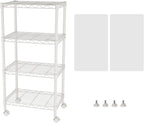 SINGAYE 4 Small Shelves Storage Shelf Wire Shelving Unit Metal Shelf Adjustable Organizers Storage Shelving with Wheels for Bathroom Laundry Room Kitchen Pantry