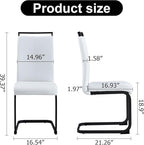 AZmac Modern Leather Dining Chairs Set of 8,Armless Kitchen Chairs,Dining Room Chairs with Upholstered Padded Seat and Sturdy Black Legs for Dining Room,Kitchen (Set of 8, White-Black Leg)