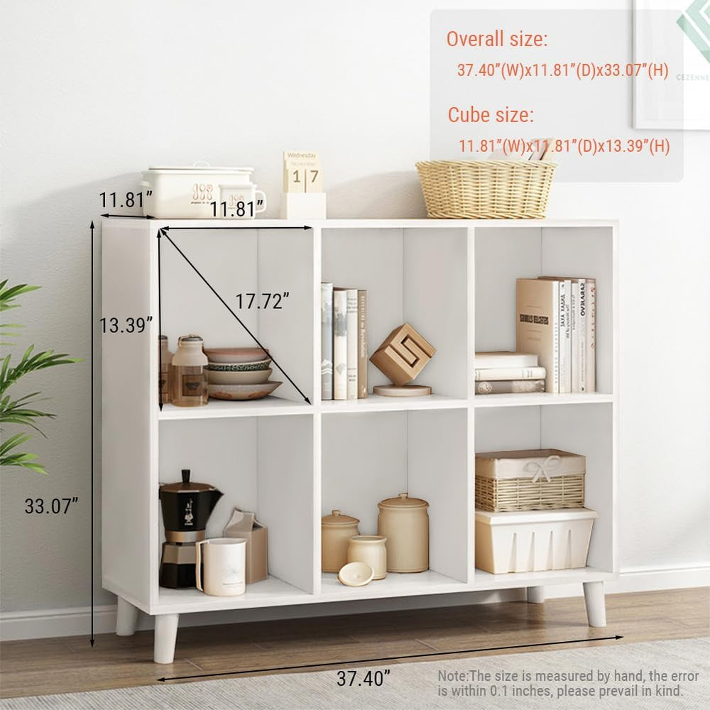 IOTXY Open Cube Low Bookcase - 2-Tier Freestanding Storage Display Cabinet Or...