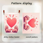 Laundry Baskets 15.7x19.7 Inch Large Paw Print Heart Design Collapsible Laundry Hamper with Handles Oxford Fabric Clothes Storage Bin Foldable Dirty Clothes Organizer for Bedroom Bathroom Dorm