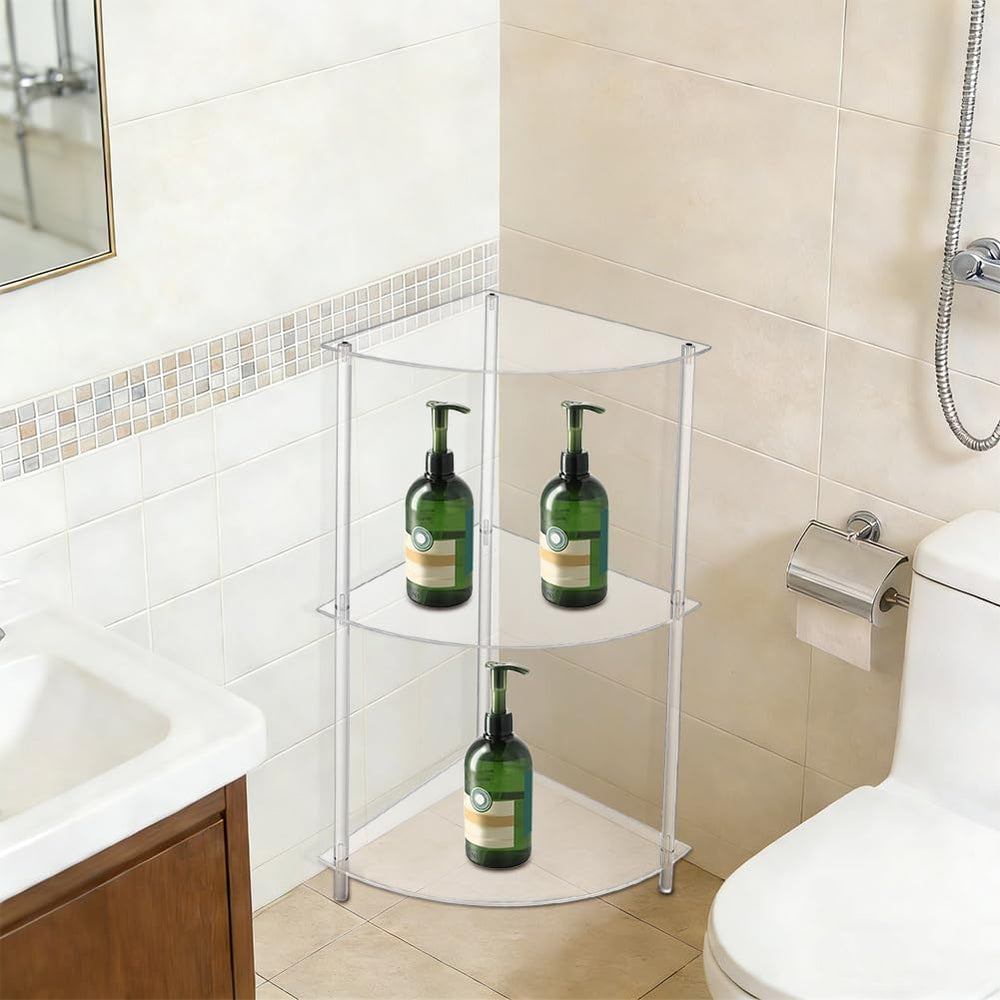 AHANDMAKER Clear Acrylic Corner Table 11.61in L x 11.61in W x 25.59" H F...