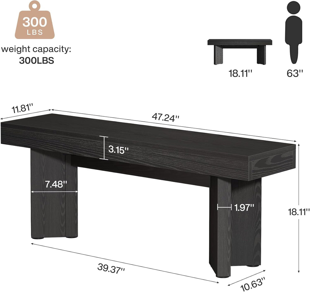 Tribesigns Farmhouse Wooden Dining Bench, 47" Indoor Entryway Bench with...