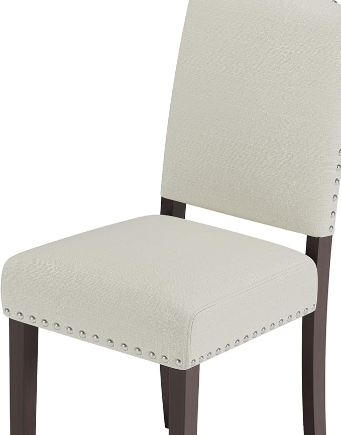 Upholstered Dining Chairs Set of 4 with Thickened Seat Cushion, Wooden Mid-Ce...