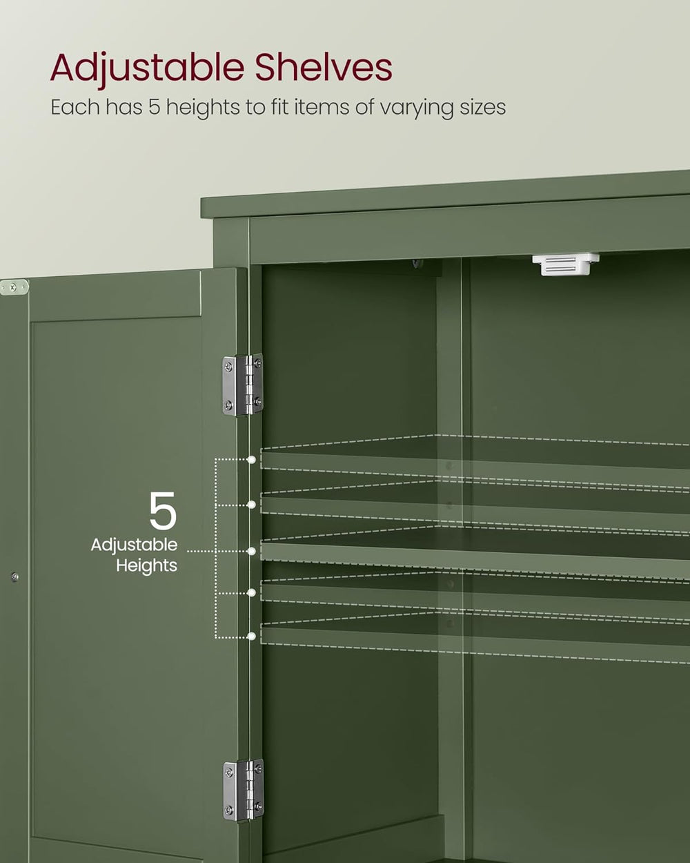VASAGLE Floor Storage Cabinet, Freestanding Unit, 4 Doors | Adjustable Shelve...