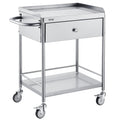 VEVOR Medical Cart, 2-Layer Stainless Steel Cart 220 lbs Weight Capacity, Lab Utility Cart with 360° Silent Wheels and a Drawer for Lab, Clinic, Kitchen, Salon