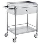 VEVOR Medical Cart, 2-Layer Stainless Steel Cart 220 lbs Weight Capacity, Lab Utility Cart with 360° Silent Wheels and a Drawer for Lab, Clinic, Kitchen, Salon