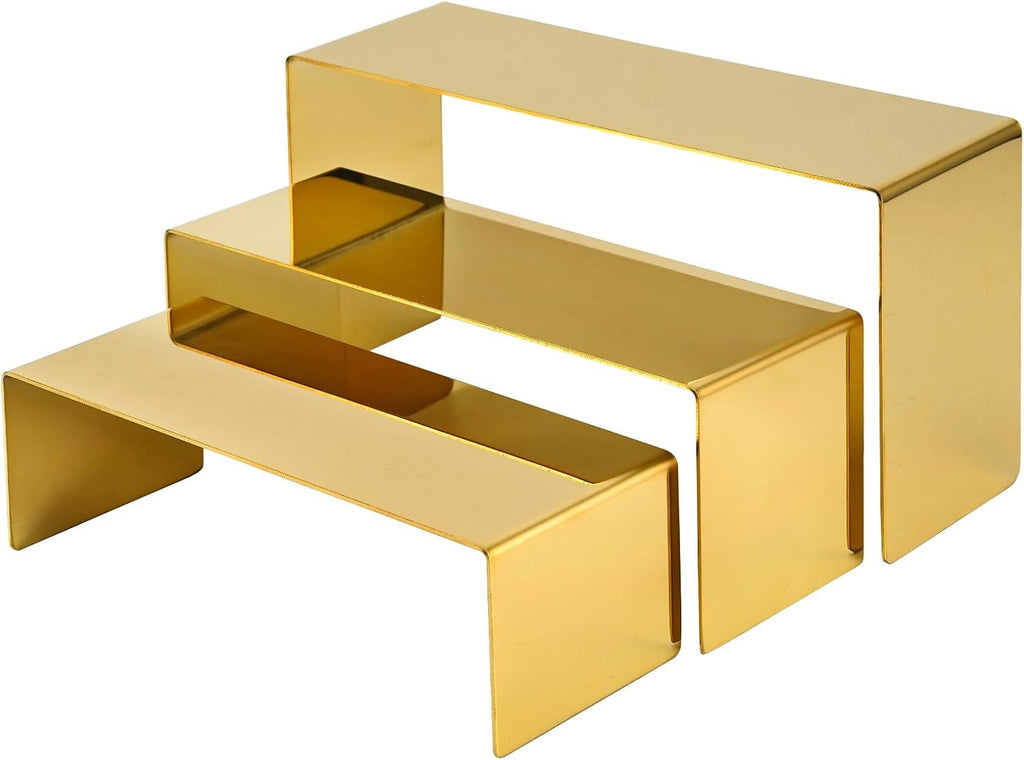 Bag Display Stand Set 3, Gold Purse Display ,Stainless Steel Heavy Duty Handbag Display Stand Shoe Rack For Wallets, Bags, Shoes, Perfume, Jewelry – Boutique & Retail Countertop Display