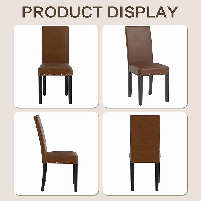LSSBOUGHT Dining Chairs Set of 6, Modern Dining Room Chair,Upholstered Pu Lea...