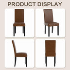 LSSBOUGHT Dining Chairs Set of 2, Modern Dining Room Chair,Upholstered Pu Leather Kitchen Chair with Vintage Copper Nail for Restaurant & Cafe(Brown,2pcs)