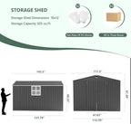 10x12 FTMetal Storage Shed, Outdoor Tool Sheds with Lockable Door & 1 Window, Large Heavy Duty Tool Sheds, Outside Waterproof Storage Building