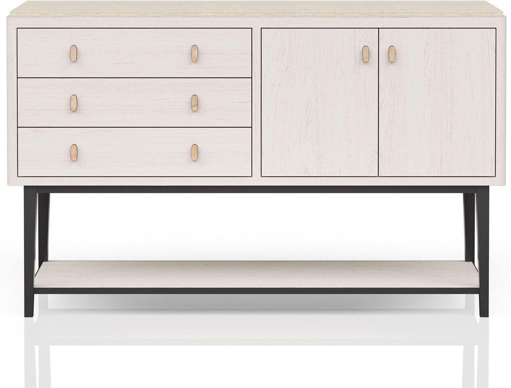 White Server with Metal Base, Solid Wood+MDF, Buffets and Sideboards | Modern...