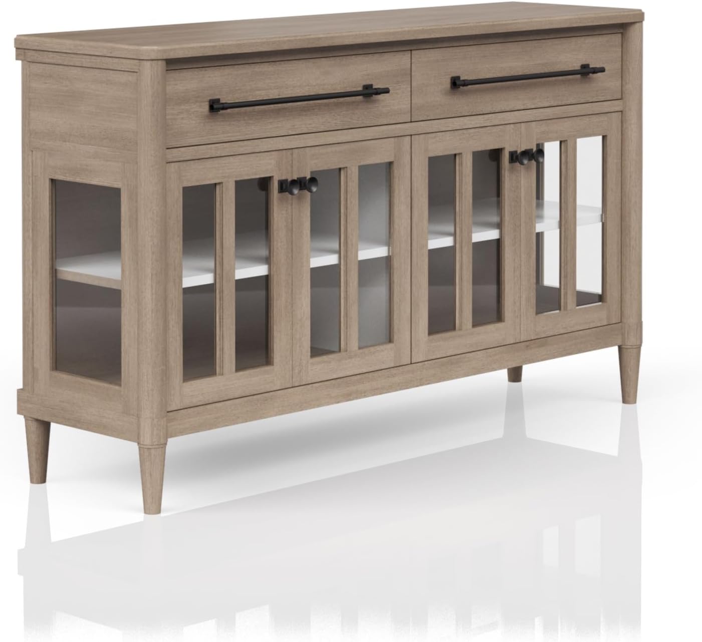 Dining Cabinet with Glass Doors and Ample Storage Space,for Kitchen