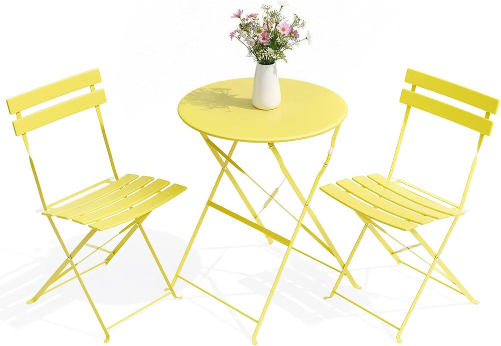LIFERUN 3-Piece Folding Bistro Set Outdoor, Patio Table and Chairs Set of 2