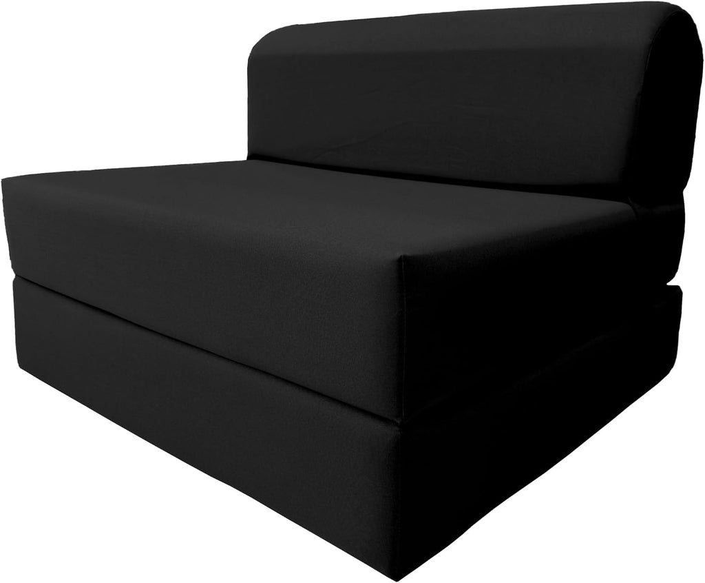 D&D Futon Furniture Sleeper Chair Folding Foam Bed, Portable Studio Guest Sofa Beds 6 x 32 x 70 Black
