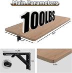 MM MELISEN Wall Mounted Folding Table 24x16 Inch (61x40cm), Fold Down Desk for Small Spaces, Solid Wood Laundry Table