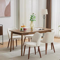 Dining Chair Set of 4, Linen Upholstered Dining Chair with Solid Wood Legs, Wing Backrest, Wooden Kitchen Chair, Kitchen Chairs with Thick Cushions for Dining Room, Living Room, White