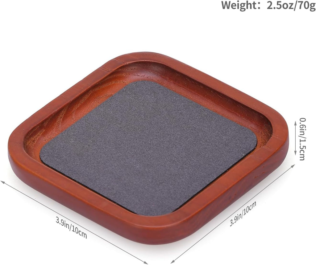 Wooden Jewelry Display Tray Rounded Rectangle Ring Showcase Stackable Elegant Bracelet Watch Jewelry Organizer for Personal Use and Commerce (Gray, Small-W 3.9'' x H 0.6'' x L 3.9'')
