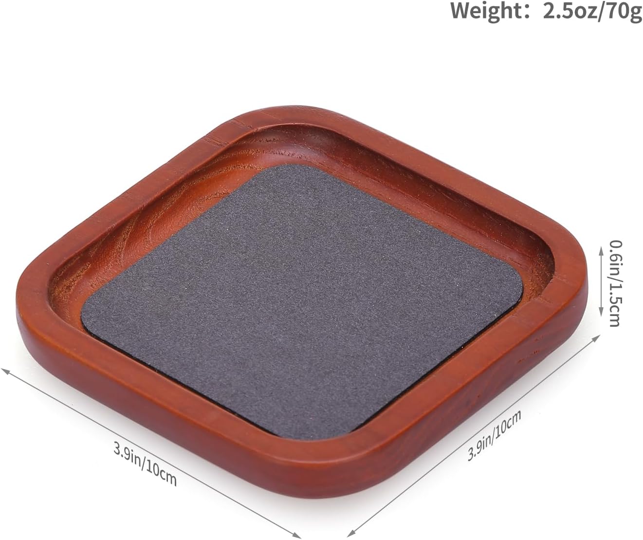 Wooden Jewelry Display Tray Rounded Rectangle Ring Showcase Stackable Elegant Bracelet Watch Jewelry Organizer for Personal Use and Commerce (Gray, Small-W 3.9'' x H 0.6'' x L 3.9'')