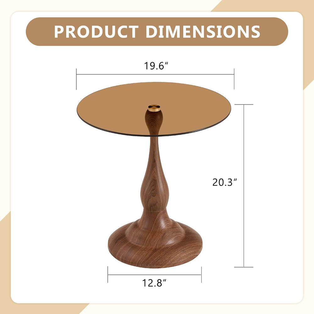 KEIKI Modern Side Table with Tempered Glass Top, Round Metal End Table for Li...