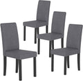 COSTWAY Fabric Armless Dining Chairs Set of 4, Upholstered Kitchen Side Chair w/Rubber Wood Legs, Padded Seat & High Backrest, Mid-Century Modern Accent Chairs for Living Room Restaurant (Dark Gray)