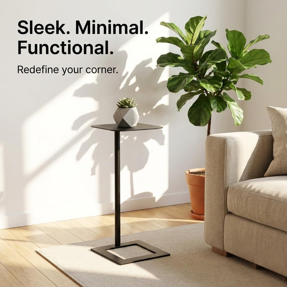 Stable C Table End Table, 23.4" Tall C Shaped Side Table that Slides Und...