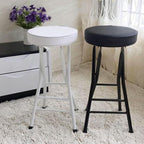 Portable PU Padded Folding Bar Stool, Round Breakfast Bar Stool Without Backrest, Foldable Counter Height Kitchen Chair(Black)