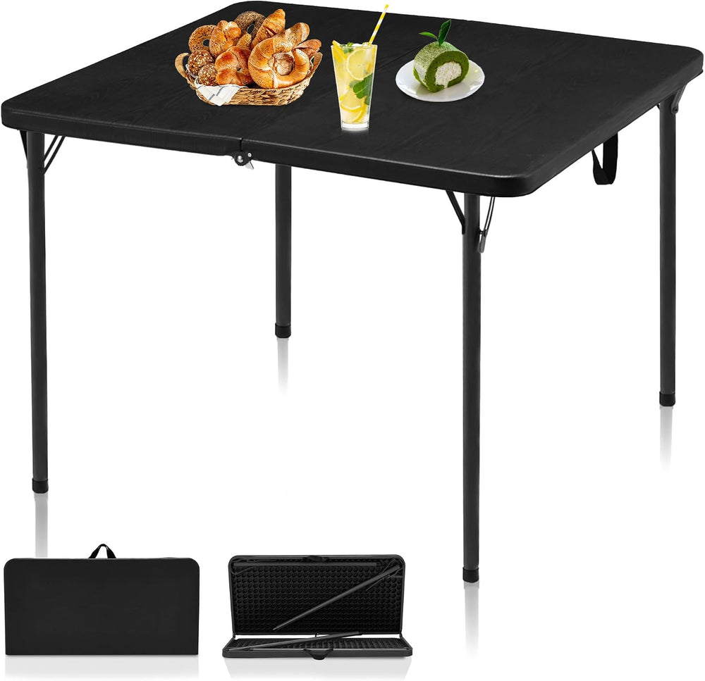 Kasunpul 34" Folding Table, Portable Square Folding Card Table with Coll...