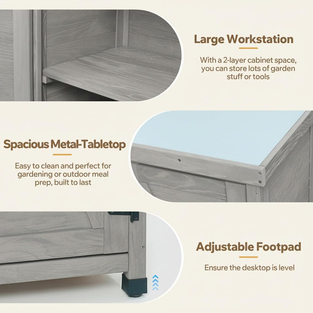 31" Weatherproof Small Storage Cabinet, Storage Cabinets with Hemlock Wo...