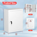 Wall-Mount Locking Medicine Cabinet: Large Metal Storage Organizer Box with Key Lock - First Aid Medicine Cabinet 3 Compartment Design for Bathroom Home Office (15.75" H x 11.82" W x 4.72" D)