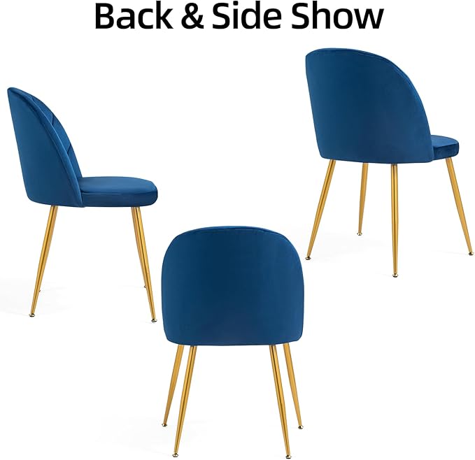 Velvet Dining Chairs Set of 4, Upholstered Mid Century Modern Dining Chairs, ...