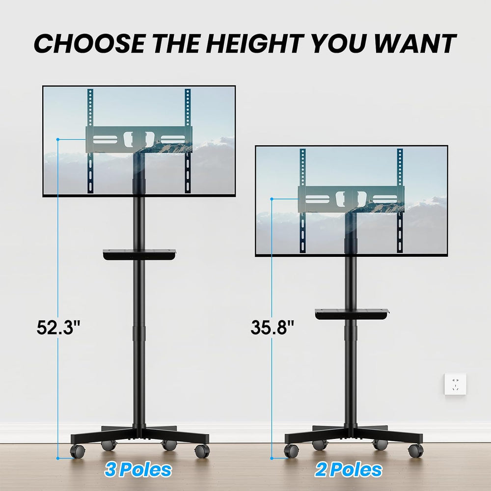 Mobile TV Cart for 23-60 Inch LCD LED OLED Flat Curved Screen TVs - Height Ad...