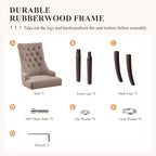 COLAMY Wingback Upholstered Dining Chairs Set of 2, Fabric Side Dining Room Chairs with Tufted Button, Living Room Chairs for Home Kitchen Resturant- Taupe