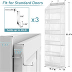 AOODA Clear Over the Door Hat Racks for Baseball Caps, Large Holds up to 72 Caps Hat Storage Organizer for Closet Wall, Deep Pockets Hanging Snapback Holder Shelves with 3 Hooks, White
