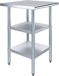 AmGood Stainless Steel Work Table with 2 Shelves | NSF | Metal Utility Table (24" Long x 24" Deep)