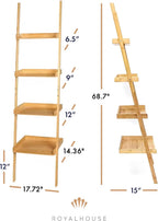 RoyalHouse Bamboo 4-Tier Ladder Shelf, Free Standing Storage Shelves, Plants Stand Display Shelf, Perfect Multi-Functional Book Shelf and Storage Rack for Living Room, Bedroom, Office