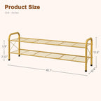 Hoctieon 2 Tier Shoe Rack for Closet, Durable Mesh Style Shoe Rack, Entryway Shoe Shelf, Shoe Storage Organizer for Hallway, Bedroom, Living Room, Wardrobe, Gold