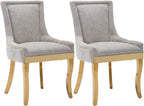 Upholstered Dining Chairs Set of 2, Modern Fabric Side Chairs with Gold Stainless Steel Legs, Accent Kitchen Chairs for Dining Room Table, Beige