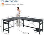 Coleshome 59" L Shaped Gaming Desk with Outlet, L Shaped Desk with CPU Stand, Corner Computer Desk, Home Office Desk, Writing Desk, Black