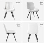 Dining Chairs Set of 2, Mid Century Modern Kitchen Chairs with Soft Cushion, Comfortable Upholstered Fabric Dining Room Chairs for Kitchen, White