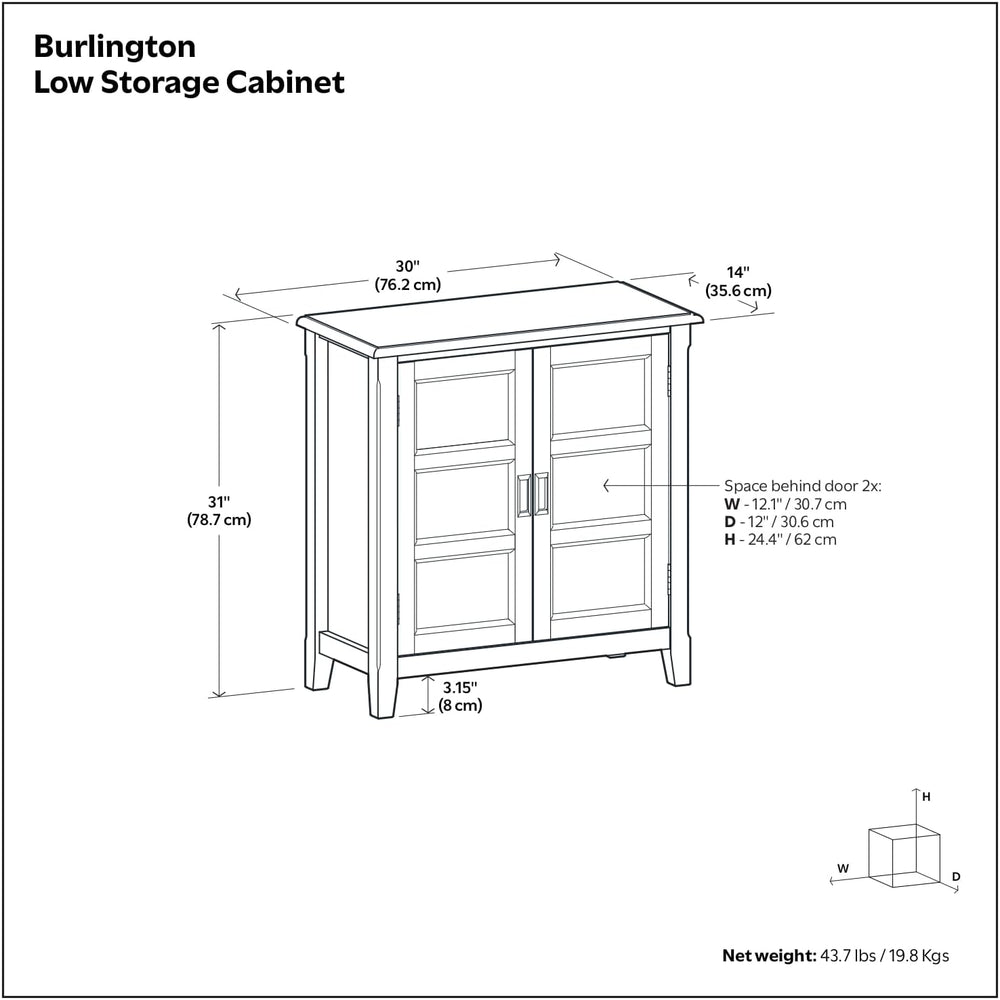 SIMPLIHOME Burlington 30" Wide Solid Wood Cabinet in White