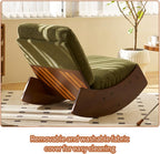 Comfortable Glider Rocking Chair, Upholstery Glider, Solid Wood Frame, Perfect for Multiple Settings Accent Reading (Green + Fabric)