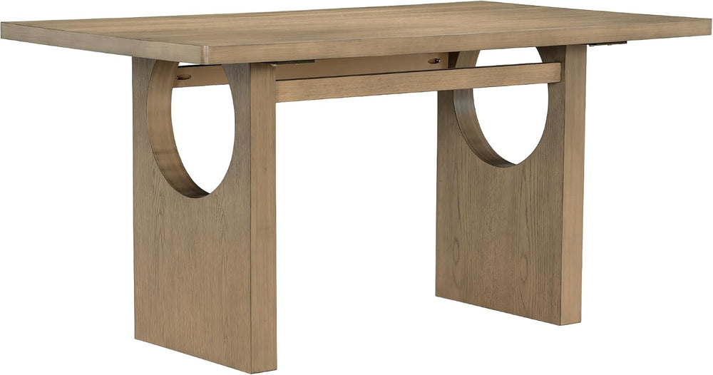 Merax Wood Dining Table Set for 6, Rectangular Tabletop/Upholstered Chairs/Re...