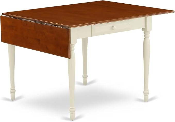 East West Furniture MZCL3-WHI-W 3 Piece Dining Room Table Set Contains a Rectangle Kitchen Table with Dropleaf and 2 Dining Chairs, 36x54 Inch, Buttermilk & Cherry